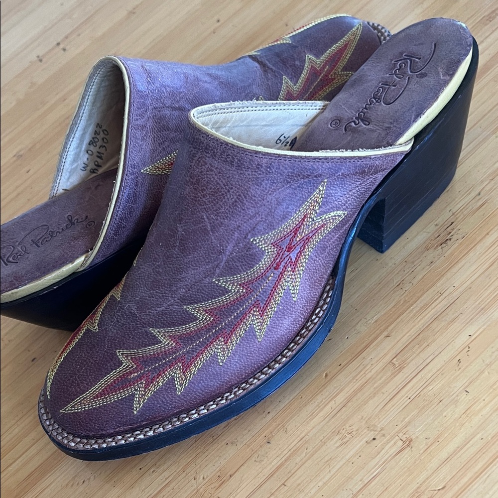 Rod Patrick western leather mules handmade in Texas boots EUC 5.5 6.5 old gringo